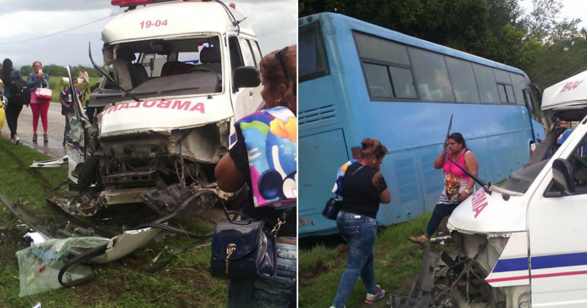 El ómnibus procedía de Sancti Spíritus y la ambulancia de Jiguaní © Facebook / Leonel Ramos