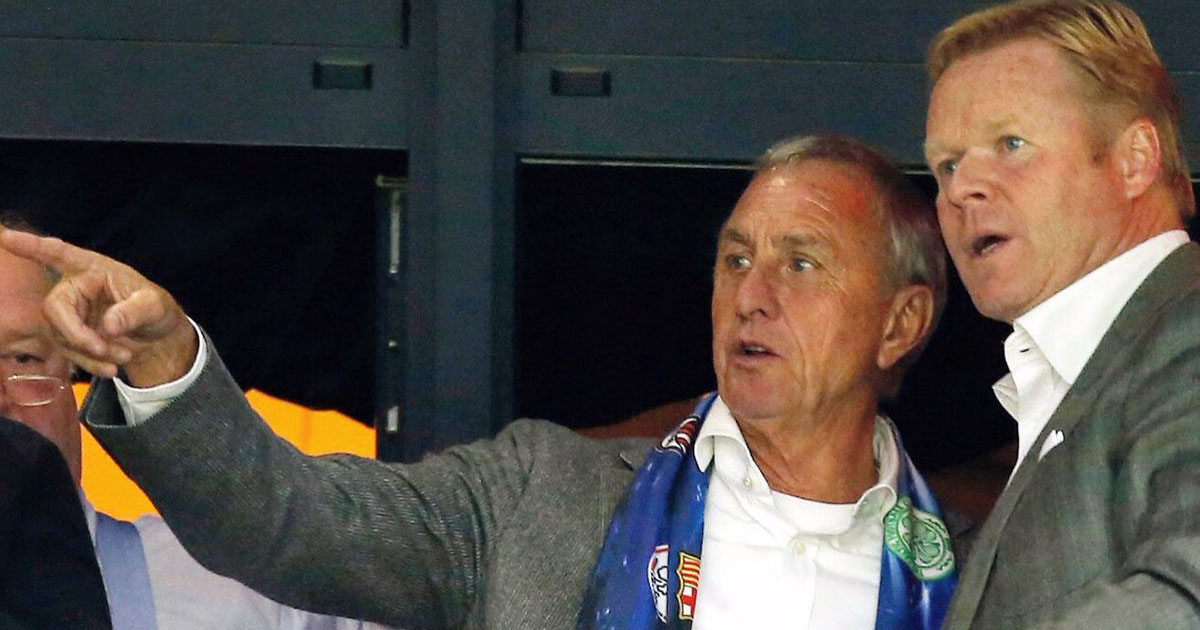 Koeman (derecha) acompañado por una de las más grandes leyendas del barcelonismo, Johan Cruyff. © Twitter/ Ronald Koeman