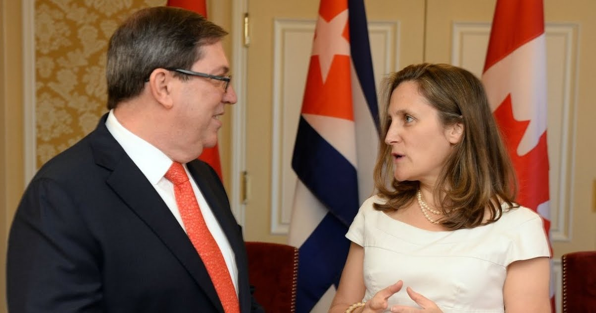 Bruno Rodríguez y Chrystia Freeland, ministra de Asuntos Exteriores de Canadá © Bruno Rodríguez P./ Twitter