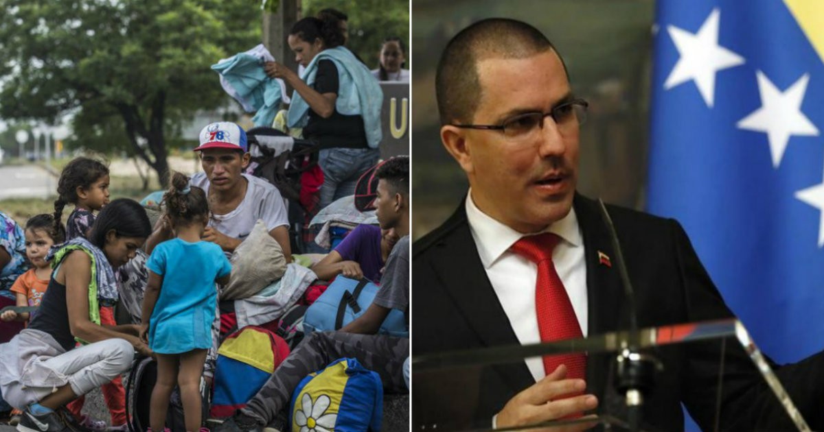 Migrantes venezolanos y el canciller Jorge Arreaza © Twitter / Acnur/Unhcr Américas / Twitter / Noticiero Venevisión
