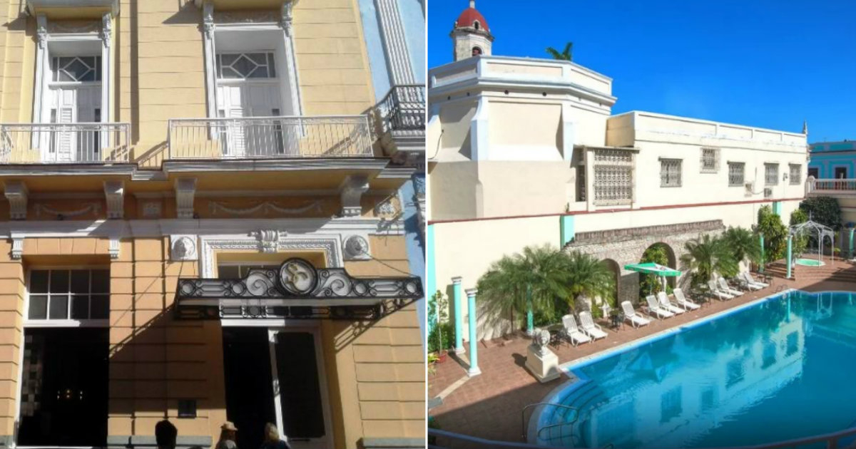 Fachada y piscina interior del Hotel San Carlos de Cienfuegos © Radio Rebelde / Expedia 