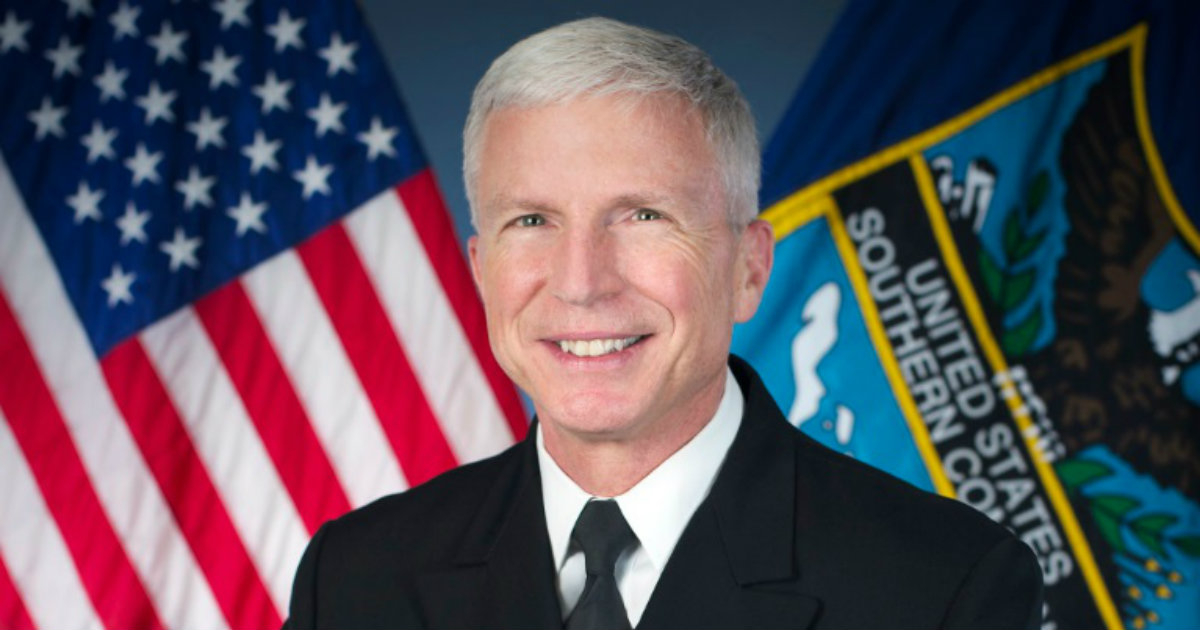 El jefe del Comando Sur de Estados Unidos, el almirante Craig Faller © Twitter / U.S. Southern Command
