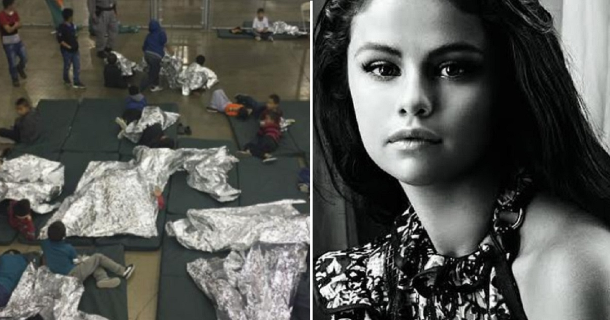 Niños migrantes (i) y Selena Gomez (d) © Instagram de la artista / Universal