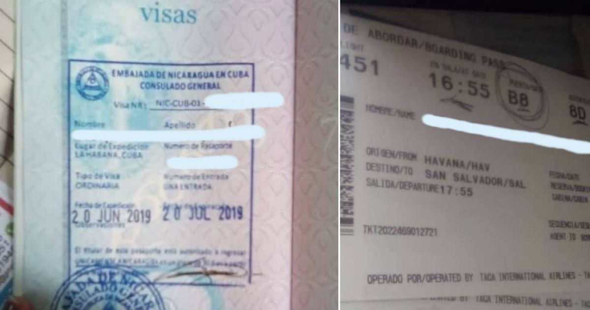 Visa y pasaje de uno de los cubanos © CiberCuba