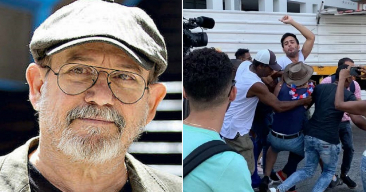 Silvio Rodríguez y represión en la marcha © Cubadebate / Twitter Patrick Oppmann CNN 