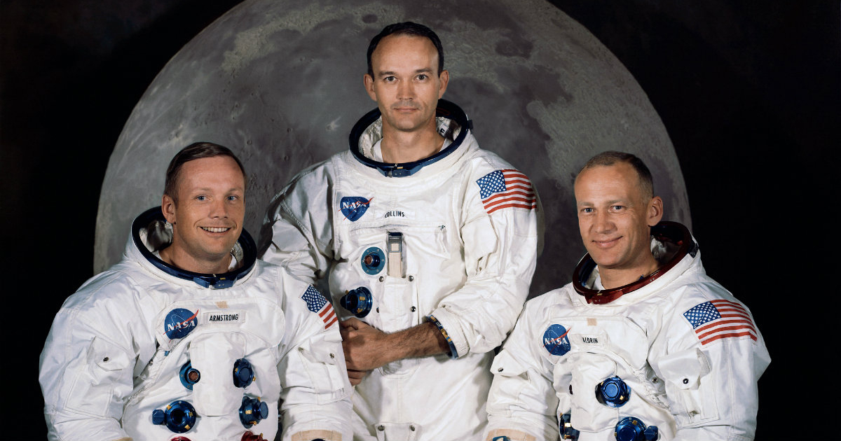 De izquierda a derecha: Neil A. Armstrong, comandante; Michael Collins, piloto del módulo de control; y Edwin E. Aldrin Jr., piloto del módulo lunar © Wikimedia Commons / NASA
