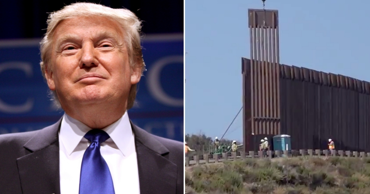 Donald Trump (i) y construcción del muro (d) © Collage con foto de Flickr / Gage Skidmore y Twitter / CBP