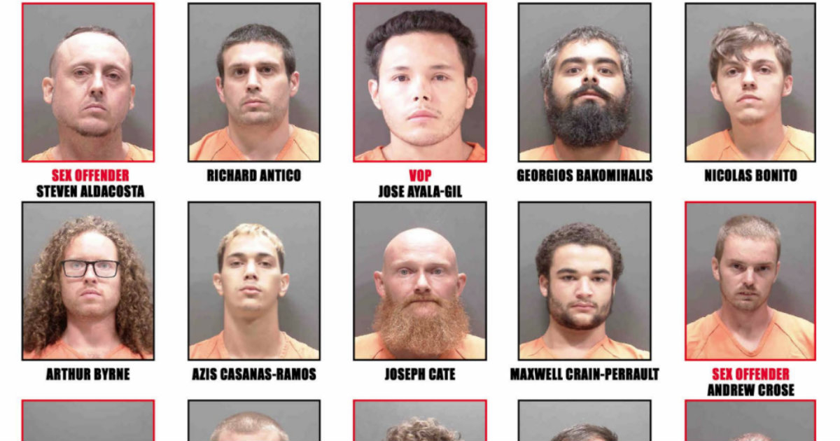 El rostro de diez de los 25 hombres arrestados © Oficina del Sheriff del Condado de Sarasota en Florida