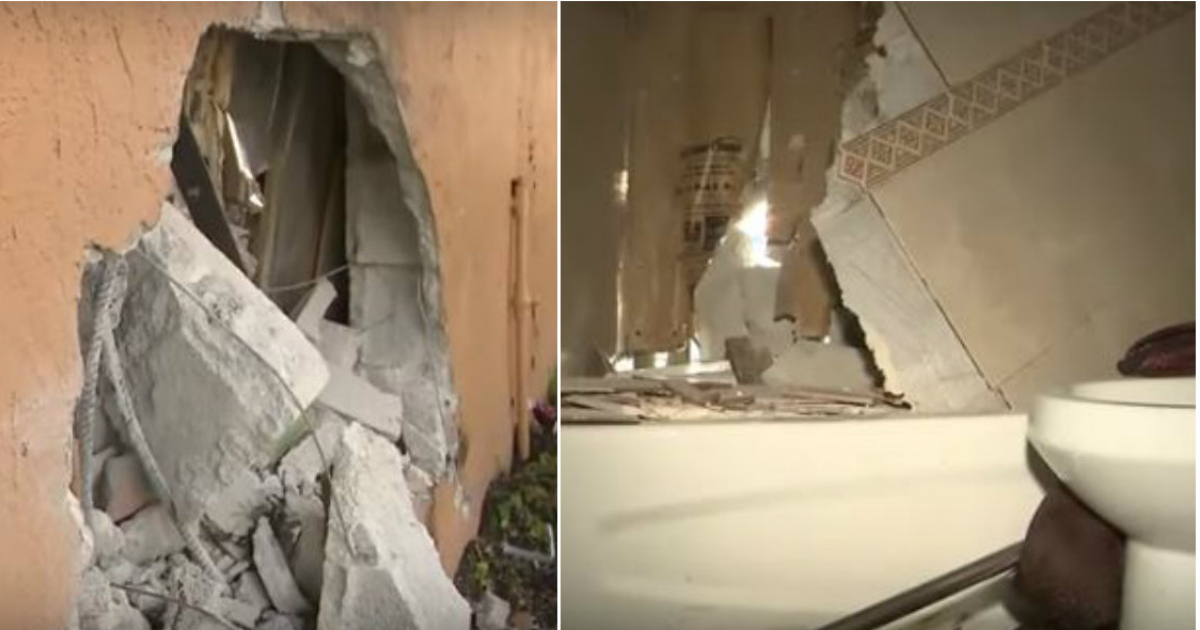Imágenes del destrozo dejado por el impacto del vehículo contra la casa © YouTube/screenshot