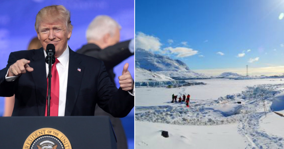 Donald Trump (i) y parte del territorio de Groenlandia (d) © Collage Flickr/Gage Skidmore - Flickr/Kelsey Ammondson