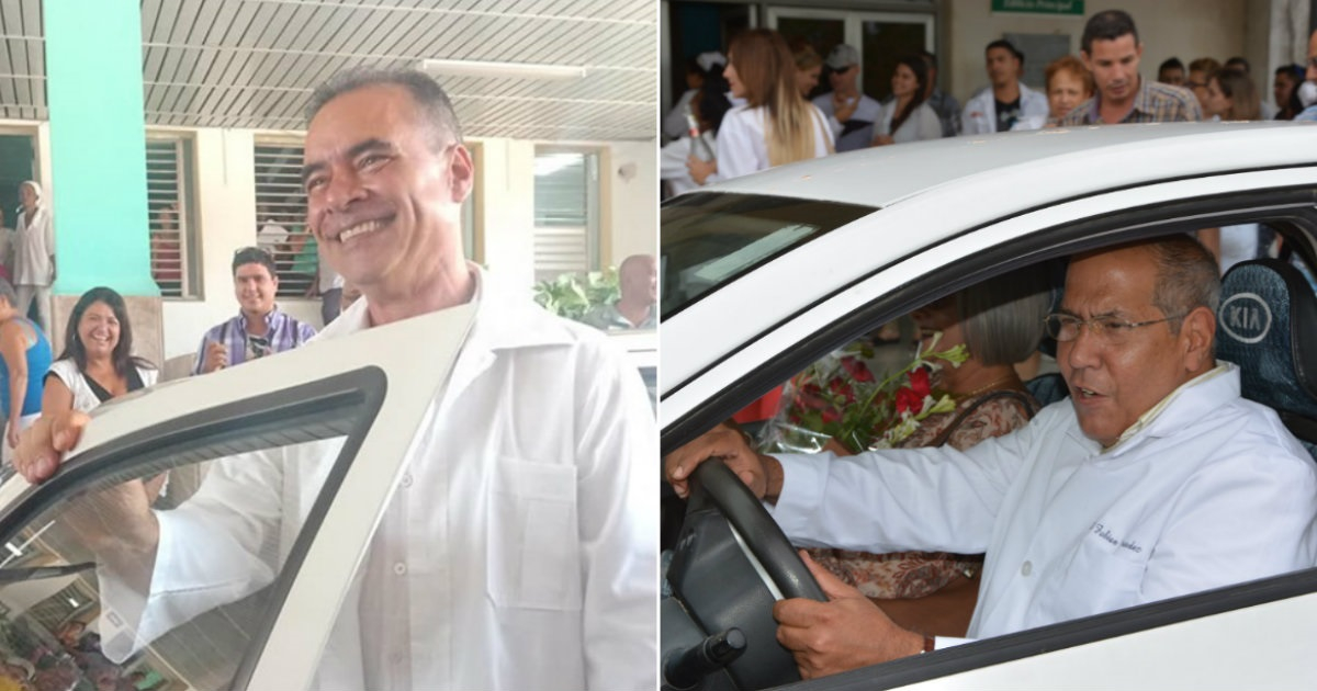 Entrega de autos a profesionales cubanos © Hospital Vladimir Ilich Lenin y hospital Eliseo Noel Caamaño/Facebook