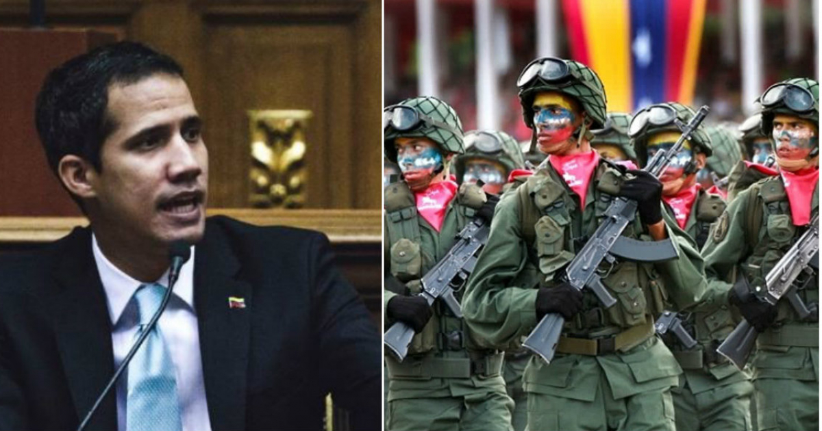 Juan Guaidó (i) y Militares Venezolanos (d) © Collage Twitter/Juan Guaido - Twitter/Nicolás Maduro
