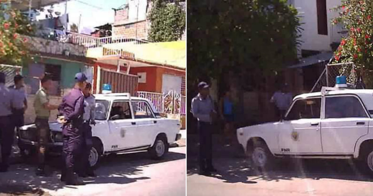 Agentes de policía durante el operativo en Santiago de Cuba © Facebook / Unión Patriótica de Cuba