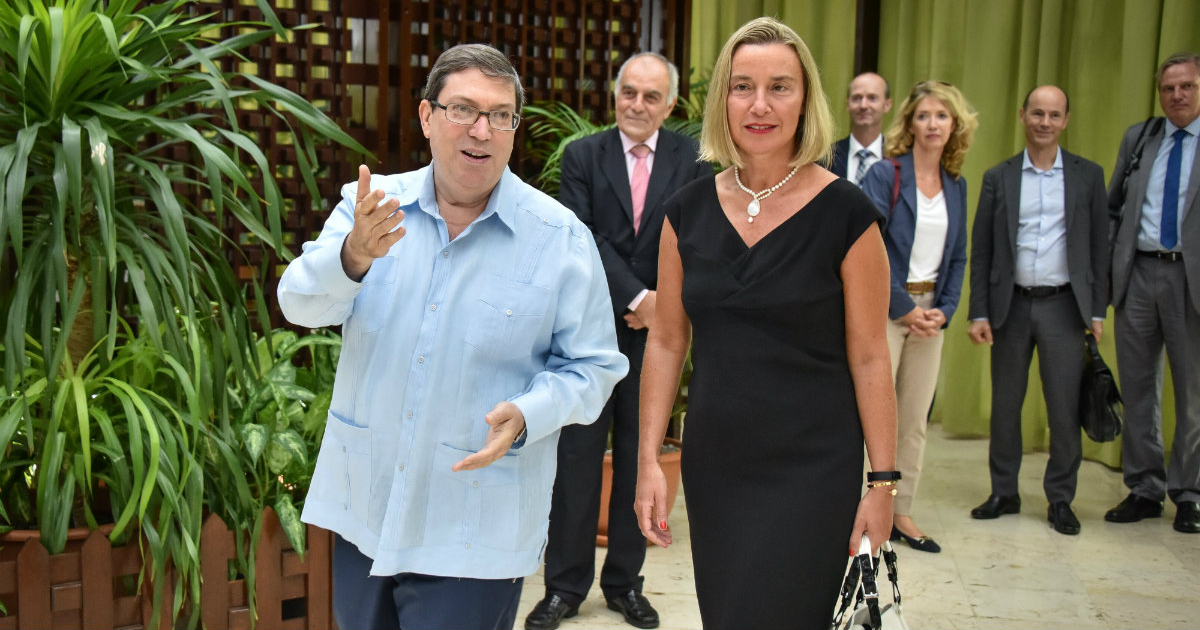 Bruno Rodríguez y Federida Mogherini en La Habana © Twitter/ EU Council Press