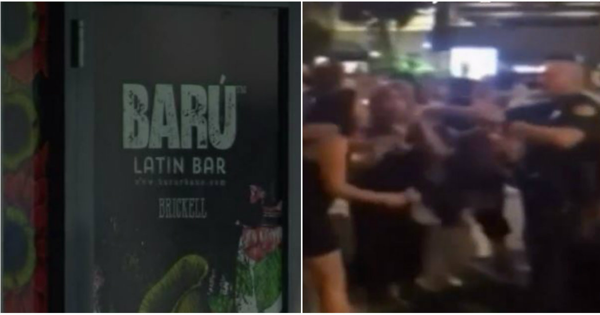 Entrada del Barú Latin Bar (i) y Momento de la pelea en las inmediaciones del bar (d) © Collage YouTube/screenshot