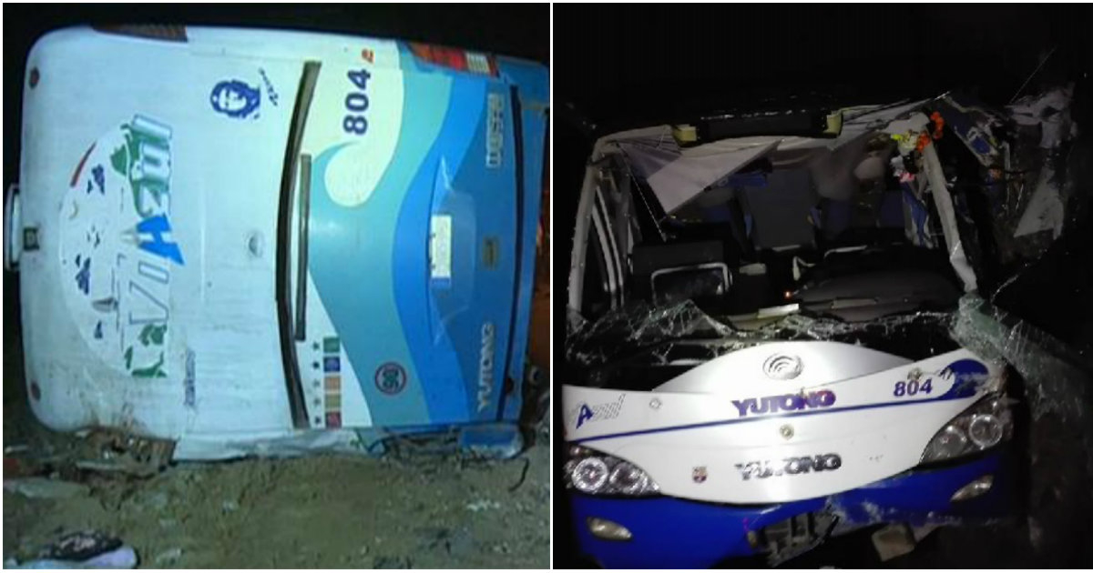 Autobús Yutong accidente en Cuba © Collage Facebook/Miguel Reyes Mendoza
