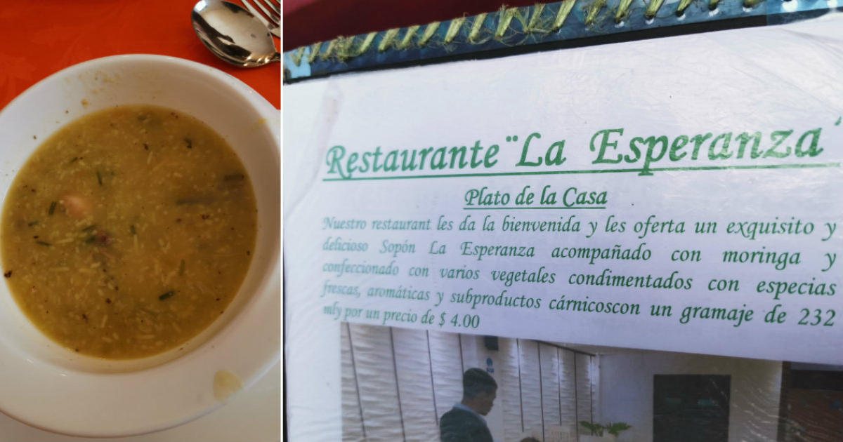 Sopa de moringa en un restaurante de Santiago de Cuba © CiberCuba