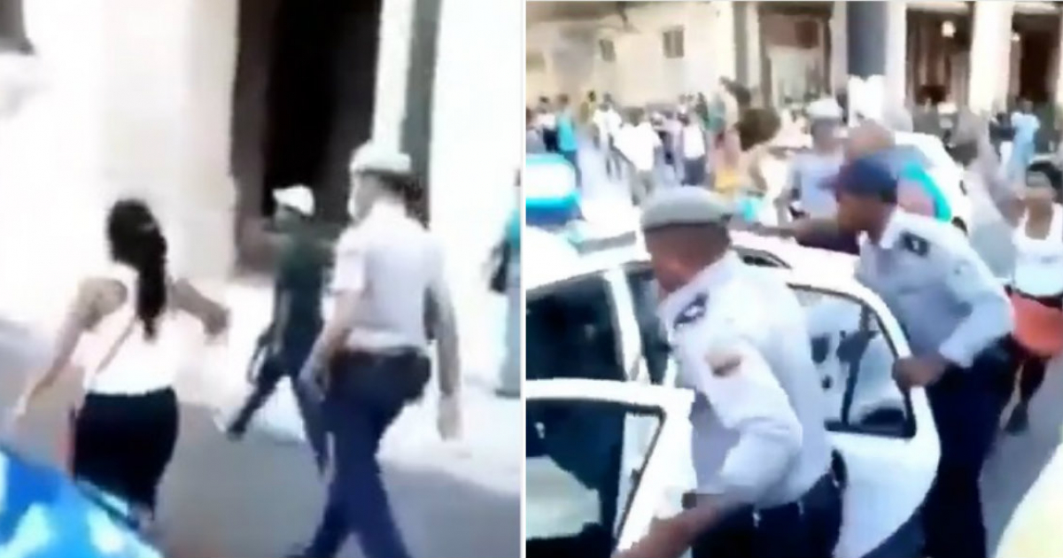 Mujeres se enfrentan a la policía © cubaenmiami/Instagram