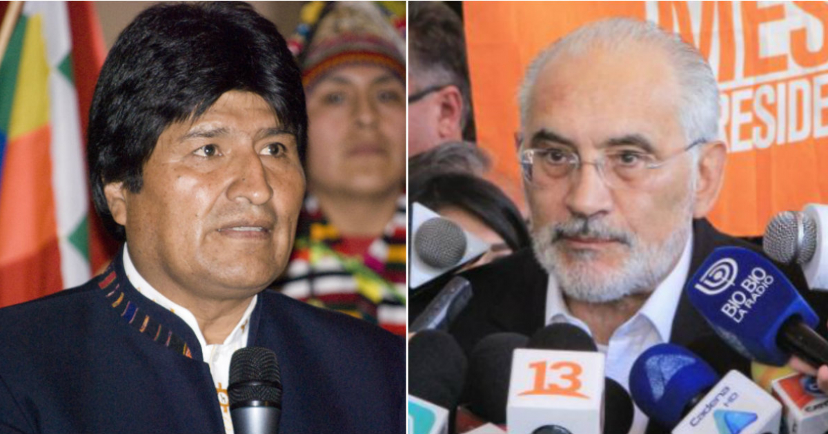 Evo Morales (i) y Carlos Mesa (d) © Collage Flickr/Sebastian Baryli - Twitter/Carlos Mesa