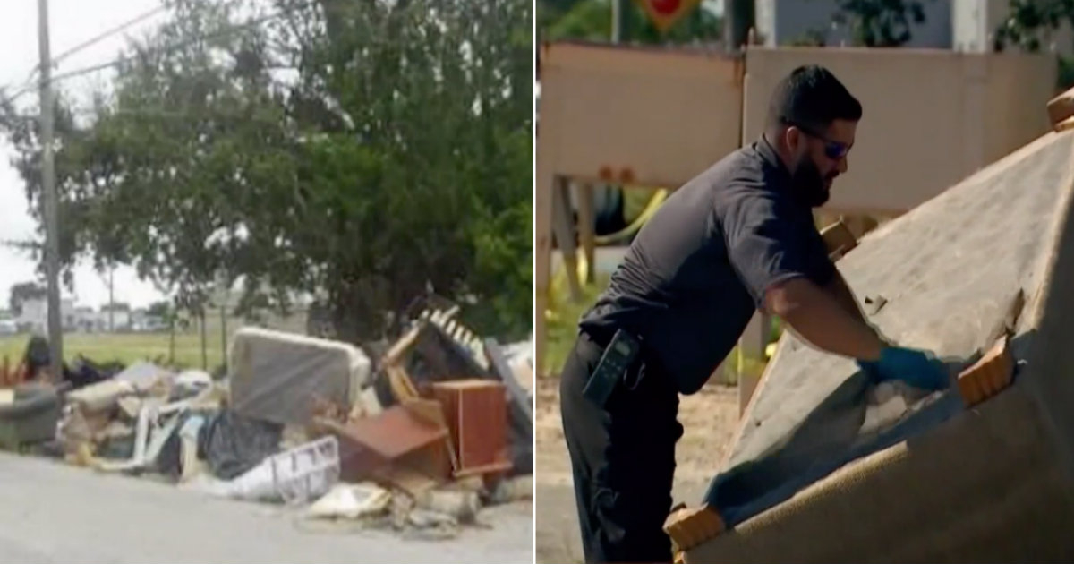 Basureros controlados por la policía de Miami © Telemundo / Captura de video