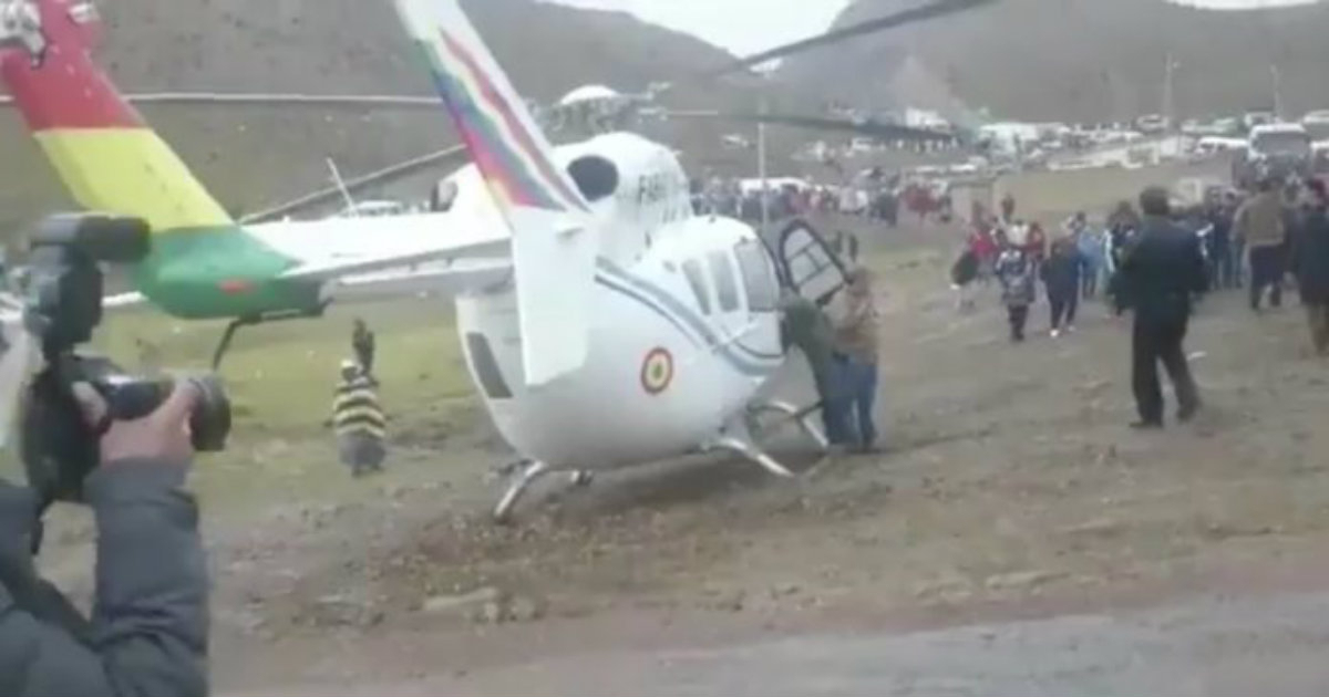 Helicóptero en que viajaba Evo Morales © YouTube/screenshot