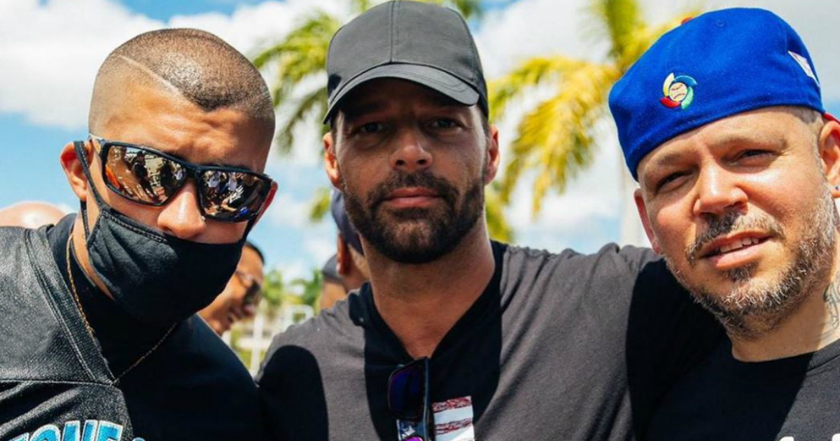 Bad Bunny, Ricky Martin y Residente en las protestas de Puerto Rico © Instagram / Bad Bunny