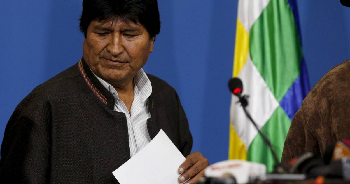 Evo Morales durante su anuncio hoy de nuevas elecciones © Twitter cancillería Bolivia