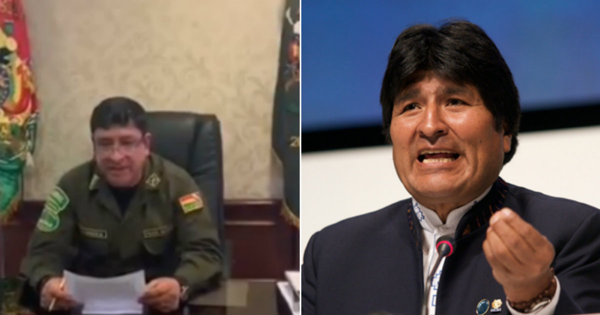 Jefe de la Policía de Bolivia, Vladimir Yuri Calderón, y Evo Morales © Twitter / Pol_Boliviana / Wikipedia