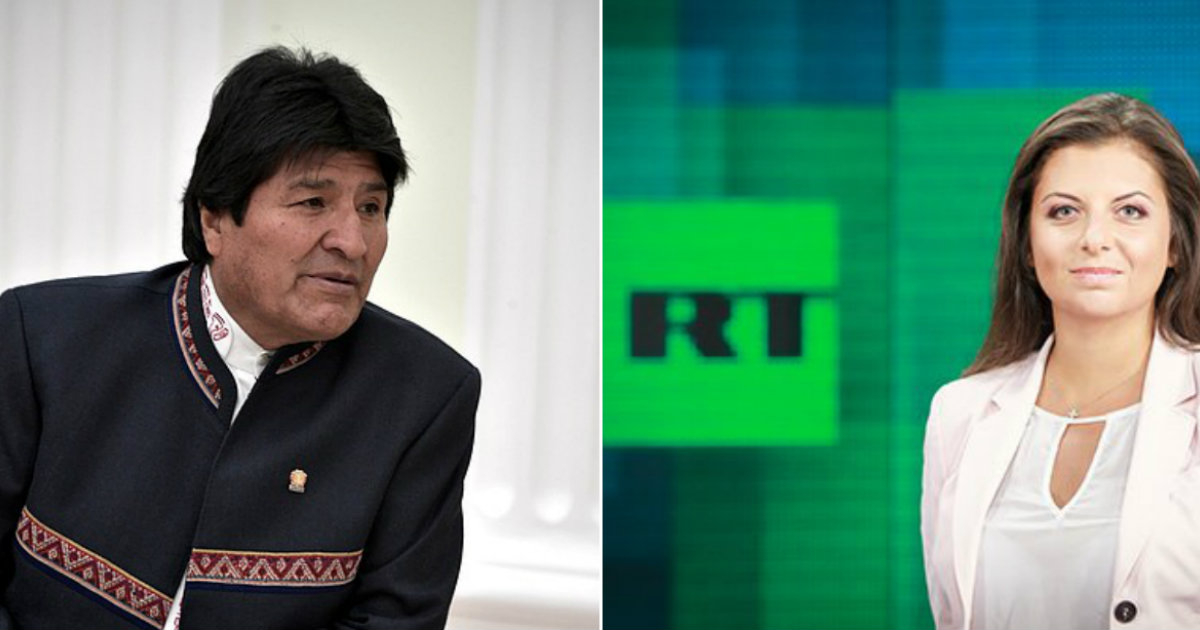 Evo Morales y la directora de la cadena RT, Margarita Simonyan © Kremlin / Twitter / @EmbRusiaEnArgEs