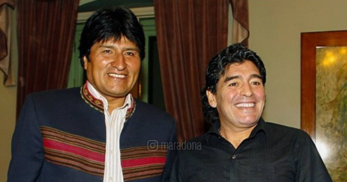 Evo Morales y Diego Armando Maradona en una imagen de archivo © Instagram / Maradona