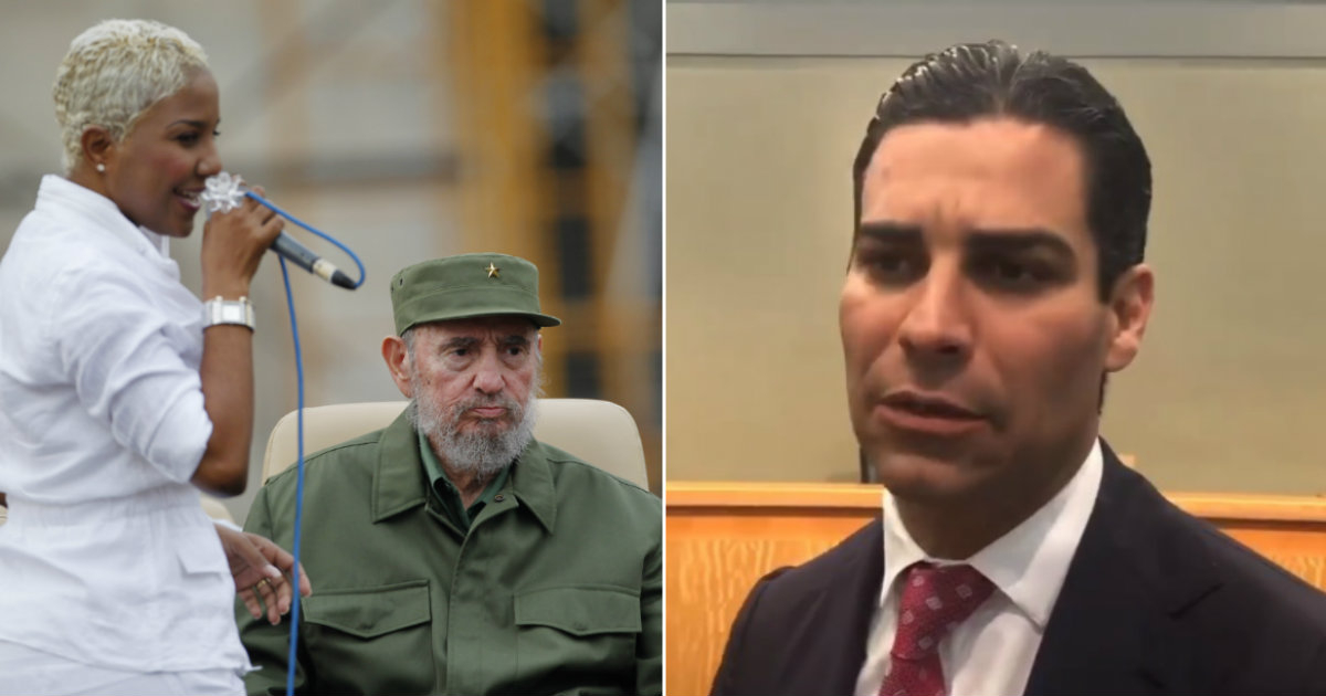 Haila María, junto a Fidel Castro, y Francis Suárez © Reuters / Captura de vídeo / Martí Noticias