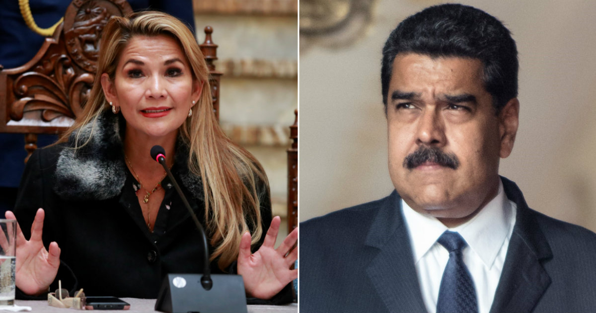 Jeanine Áñez, presidenta interina de Bolivia y Nicolás Maduro © Reuters / Wikimedia 