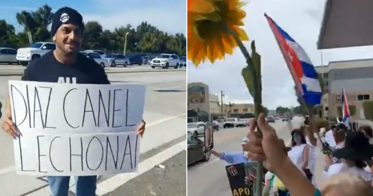 Cubanos, entre ellos Aldo El Aldeano, protestan en Tampa y Miami © Captura de vídeo / Facebook / Chucho del Chucho / Hola Ota-Ola