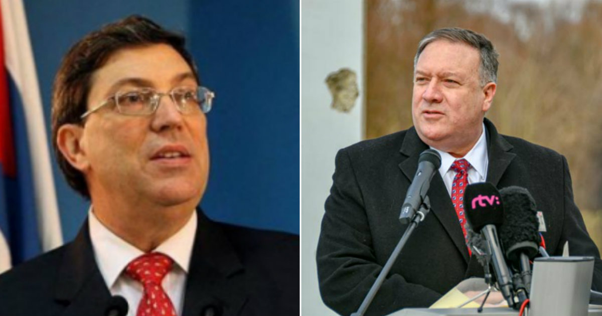 Bruno Rodríguez, canciller cubano, y Mike Pompeo, secretario de Estado de EE.UU. © Cubasí / Gobierno EE.UU.