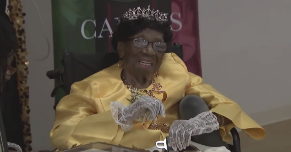 Alelia Murphy, durante la celebración de sus 114 años en julio de 2019. © Captura de pantalla de YouTube
