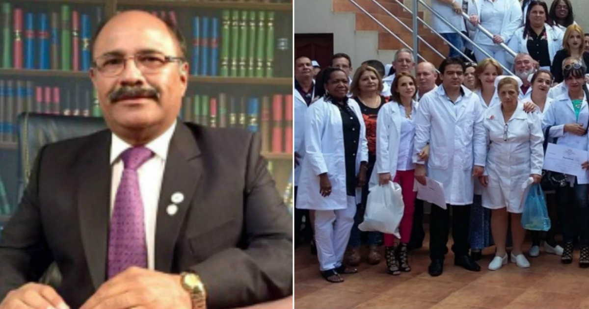 Aníbal Cruz Senzán, ministro de Salud boliviano y brigada de galenos cubanos © Ministerio de Salud Bolivia