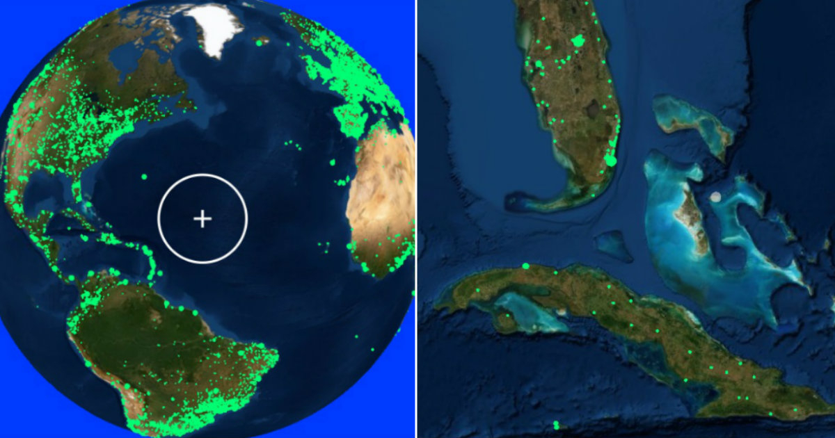 Pantalla interactiva del mapa mundi radial © Captura de pantalla radio.garden