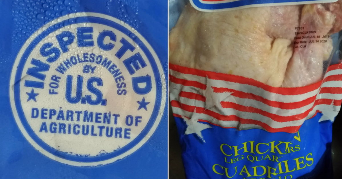 Paquetes de pollo importados desde Estados Unidos © Collage CiberCuba