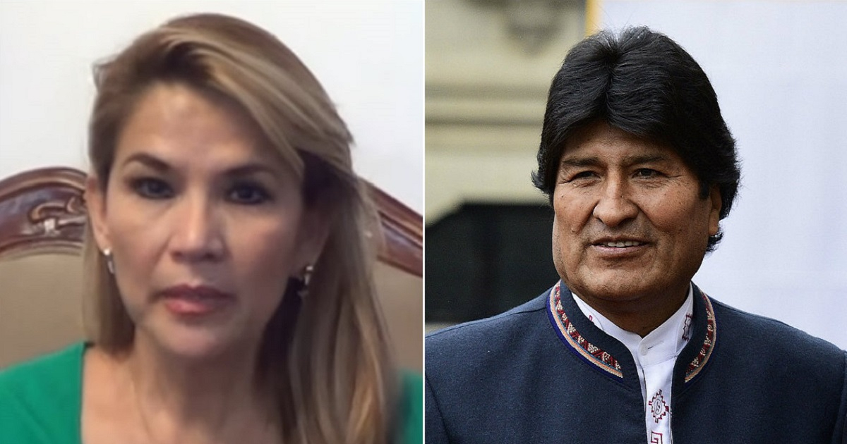 La presidenta interina de Bolivia, Jeanine Áñez, y el exmandatario Evo Morales. © Collage Wikipedia