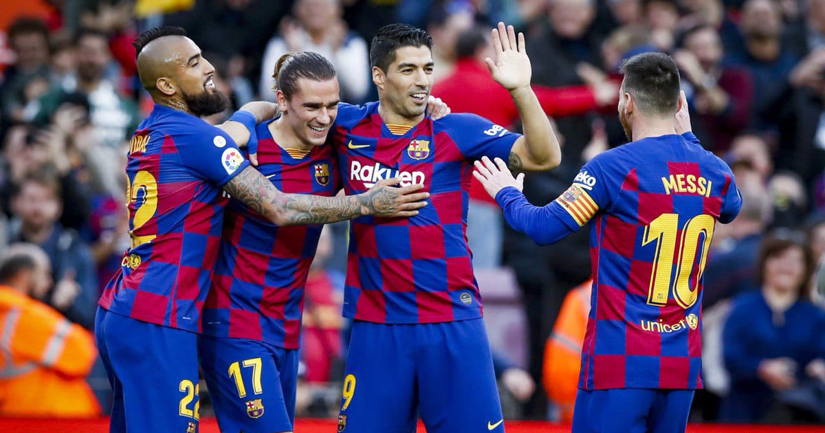 Los cuatro goleadores del día. © FC Barcelona/Twitter.