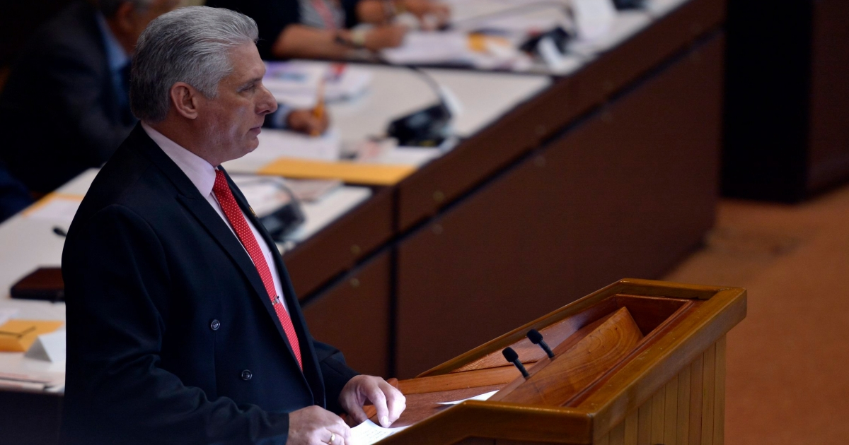 Miguel Díaz-Canel, ante la Asamblea Nacional. © Twitter / @PresidenciaCuba