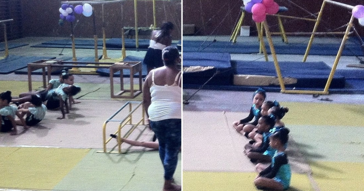 Un árbitro de espaldas durante la presentación de las niñas. © Collage cortesía a CiberCuba