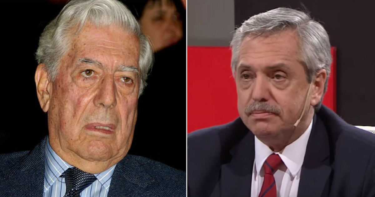 Vargas Llosa y el presidente argentino, Alberto Fernández © Collage Wikimedia Commons