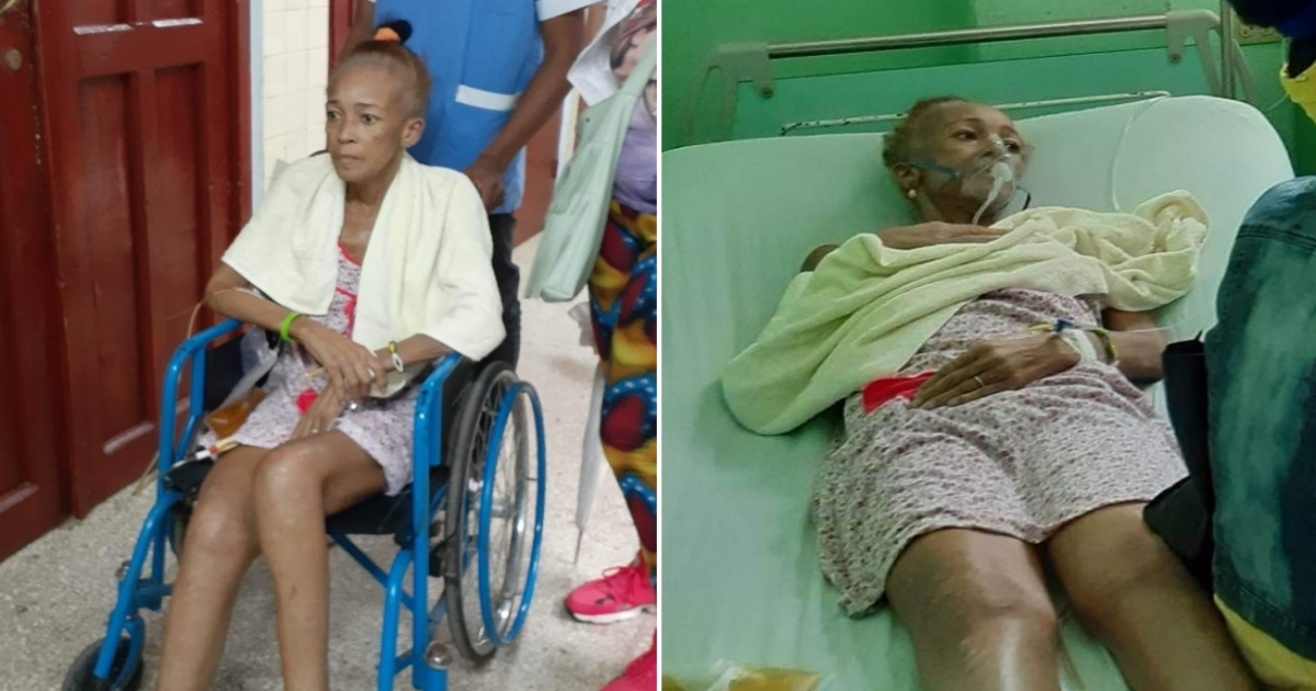 Xiomara Cruz, en un hospital de La Habana. © Collage con Facebook de Ángel Moya