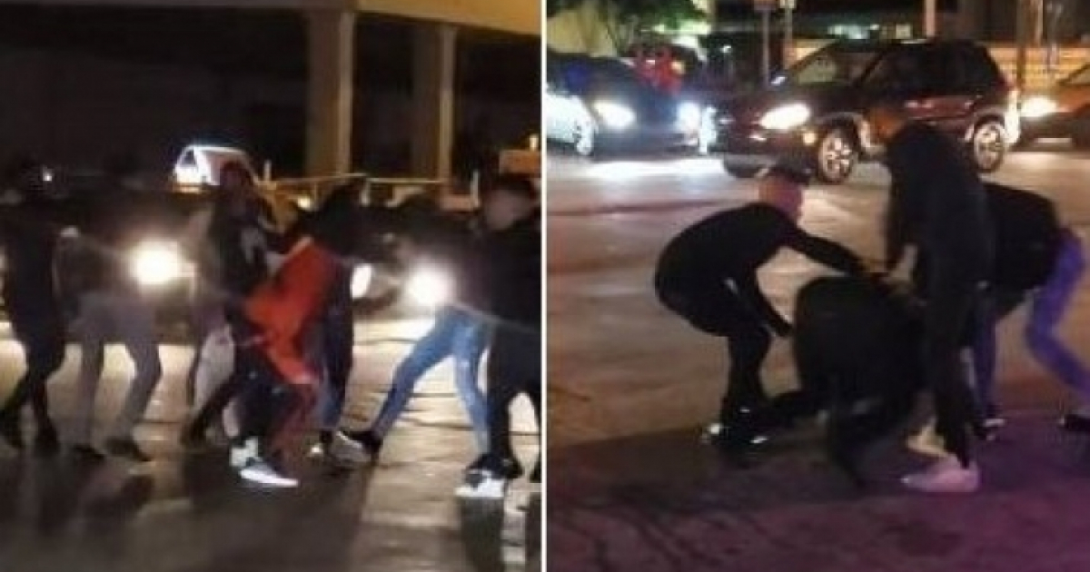 Escena de la pelea entre jóvenes cubanos en Miami © Captura de vídeo / Facebook / Rodriguez Mora A Francisco