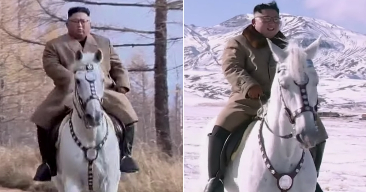 Kim Jong-un en el caballo rumbo al Monte Paektu. © YouTube / NK News