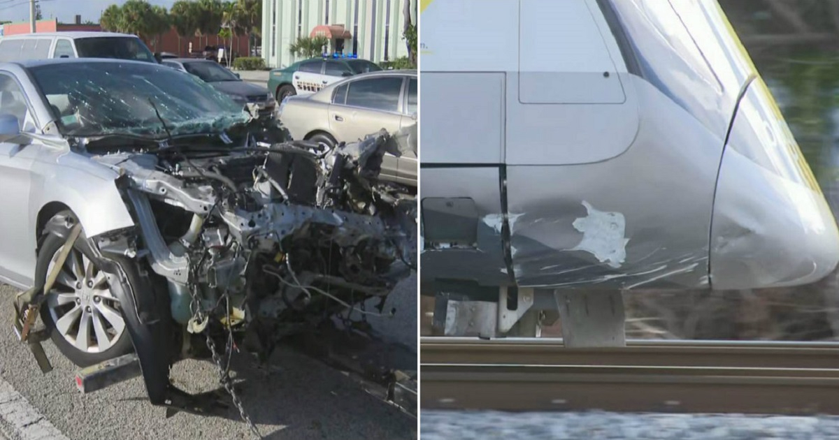 Imágenes del carro y el tren involucrados en el accidente. © Collage/Local10News