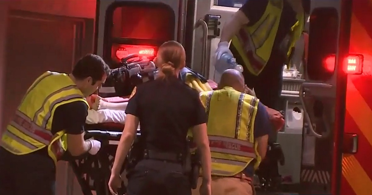 Rescatistas de la ciudad de Miami atienden a la joven herida en la I-95 © Screenshot/7News
