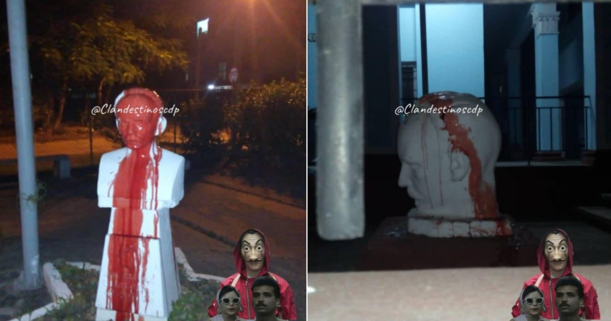 Estatuas de Martí con pintura roja © Facebook / Clandestinos