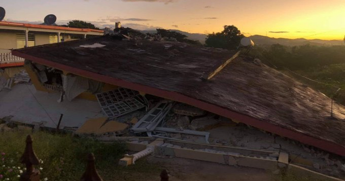 Casa destruida tras terremoto en Puerto Rico. © Twitter / @SkyAlertMx